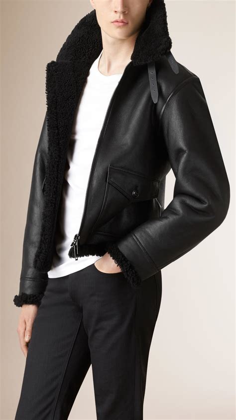 burberry shearling duffle jacket|shearling aviator jacket men's.